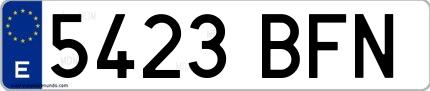 Ejemplo de matrícula española 5423 BFN