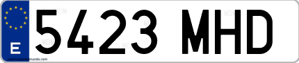 Ejemplo de matrícula de coche ordinaria 5423 MHD