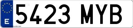 Ejemplo de matrícula española 5423 MYB
