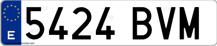 Ejemplo de matrícula de coche ordinaria 5424 BVM