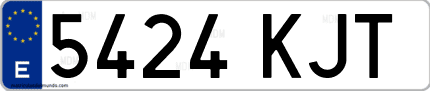 Ejemplo de matrícula de coche ordinaria 5424 KJT