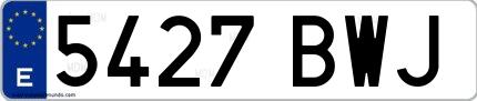 Ejemplo de matrícula española 5427 BWJ