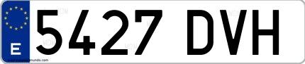 Ejemplo de matrícula española 5427 DVH