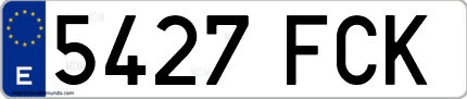 Ejemplo de matrícula de coche ordinaria 5427 FCK