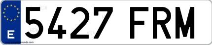Ejemplo de matrícula española 5427 FRM