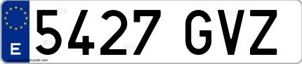 Ejemplo de matrícula española 5427 GVZ