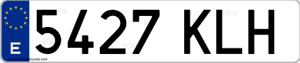 Ejemplo de matrícula de coche ordinaria 5427 KLH