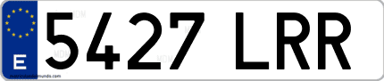 Ejemplo de matrícula de coche ordinaria 5427 LRR