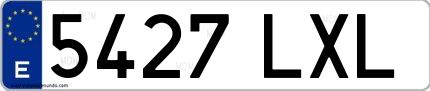 Ejemplo de matrícula española 5427 LXL