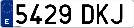 Ejemplo de matrícula de coche ordinaria 5429 DKJ