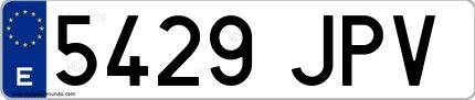 Ejemplo de matrícula española 5429 JPV