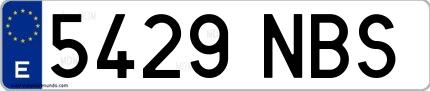 Ejemplo de matrícula española 5429 NBS