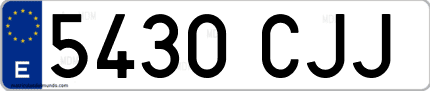 Ejemplo de matrícula de coche ordinaria 5430 CJJ