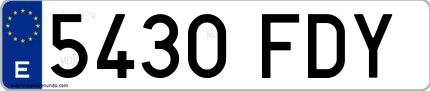 Ejemplo de matrícula española 5430 FDY