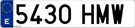 Ejemplo de matrícula española 5430 HMW