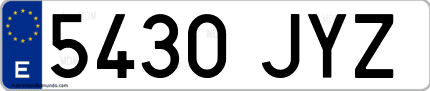Ejemplo de matrícula de coche ordinaria 5430 JYZ