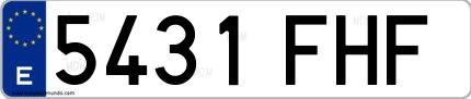 Ejemplo de matrícula española 5431 FHF