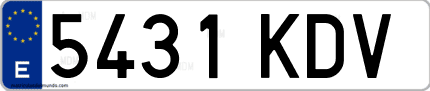 Ejemplo de matrícula de coche ordinaria 5431 KDV