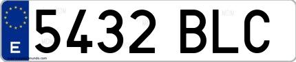 Ejemplo de matrícula española 5432 BLC