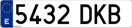 Ejemplo de matrícula española 5432 DKB