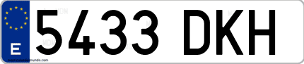 Ejemplo de matrícula de coche ordinaria 5433 DKH