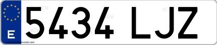 Ejemplo de matrícula española 5434 LJZ