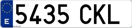 Ejemplo de matrícula española 5435 CKL