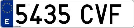 Ejemplo de matrícula española 5435 CVF