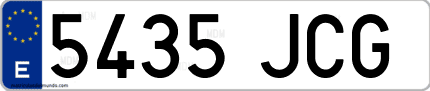 Ejemplo de matrícula de coche ordinaria 5435 JCG