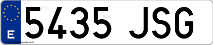 Ejemplo de matrícula de coche ordinaria 5435 JSG