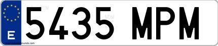 Ejemplo de matrícula española 5435 MPM