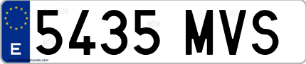 Ejemplo de matrícula de coche ordinaria 5435 MVS