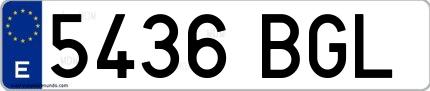 Ejemplo de matrícula española 5436 BGL