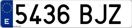 Ejemplo de matrícula española 5436 BJZ