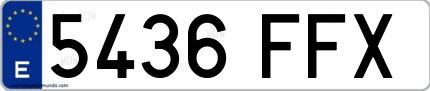 Ejemplo de matrícula española 5436 FFX