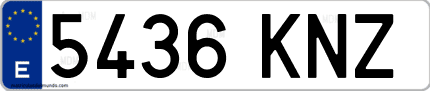 Ejemplo de matrícula de coche ordinaria 5436 KNZ