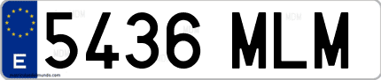 Ejemplo de matrícula de coche ordinaria 5436 MLM