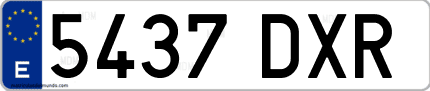 Ejemplo de matrícula de coche ordinaria 5437 DXR