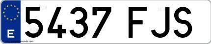 Ejemplo de matrícula española 5437 FJS