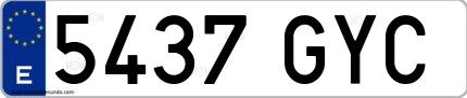 Ejemplo de matrícula española 5437 GYC