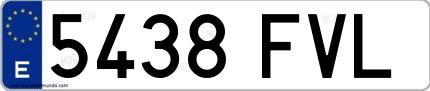 Ejemplo de matrícula española 5438 FVL