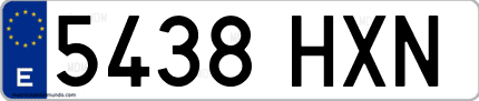 Ejemplo de matrícula de coche ordinaria 5438 HXN