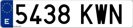 Ejemplo de matrícula española 5438 KWN
