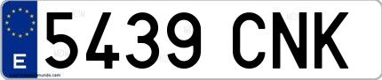 Ejemplo de matrícula española 5439 CNK