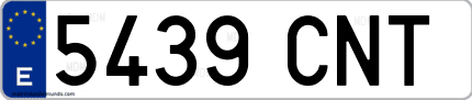 Ejemplo de matrícula de coche ordinaria 5439 CNT