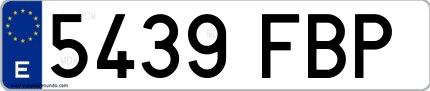 Ejemplo de matrícula española 5439 FBP