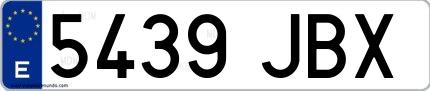 Ejemplo de matrícula española 5439 JBX