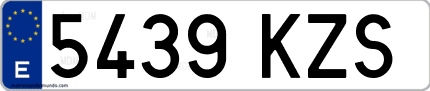 Ejemplo de matrícula de coche ordinaria 5439 KZS