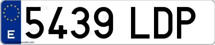 Ejemplo de matrícula española 5439 LDP