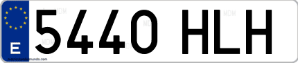 Ejemplo de matrícula de coche ordinaria 5440 HLH